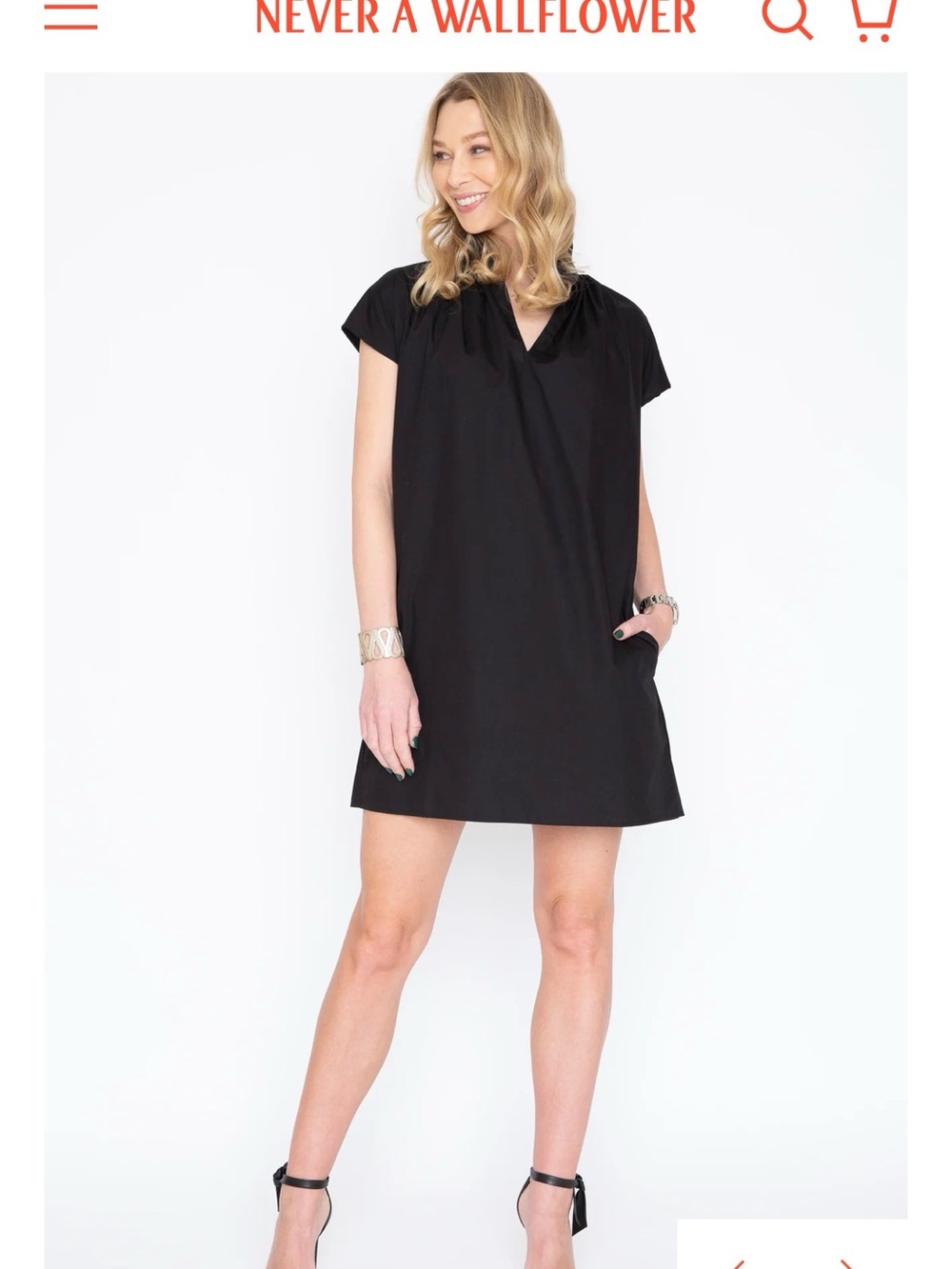 Never a Wallflower Vickie short dress Black poplin cap sleeve - Picture 2 of 10